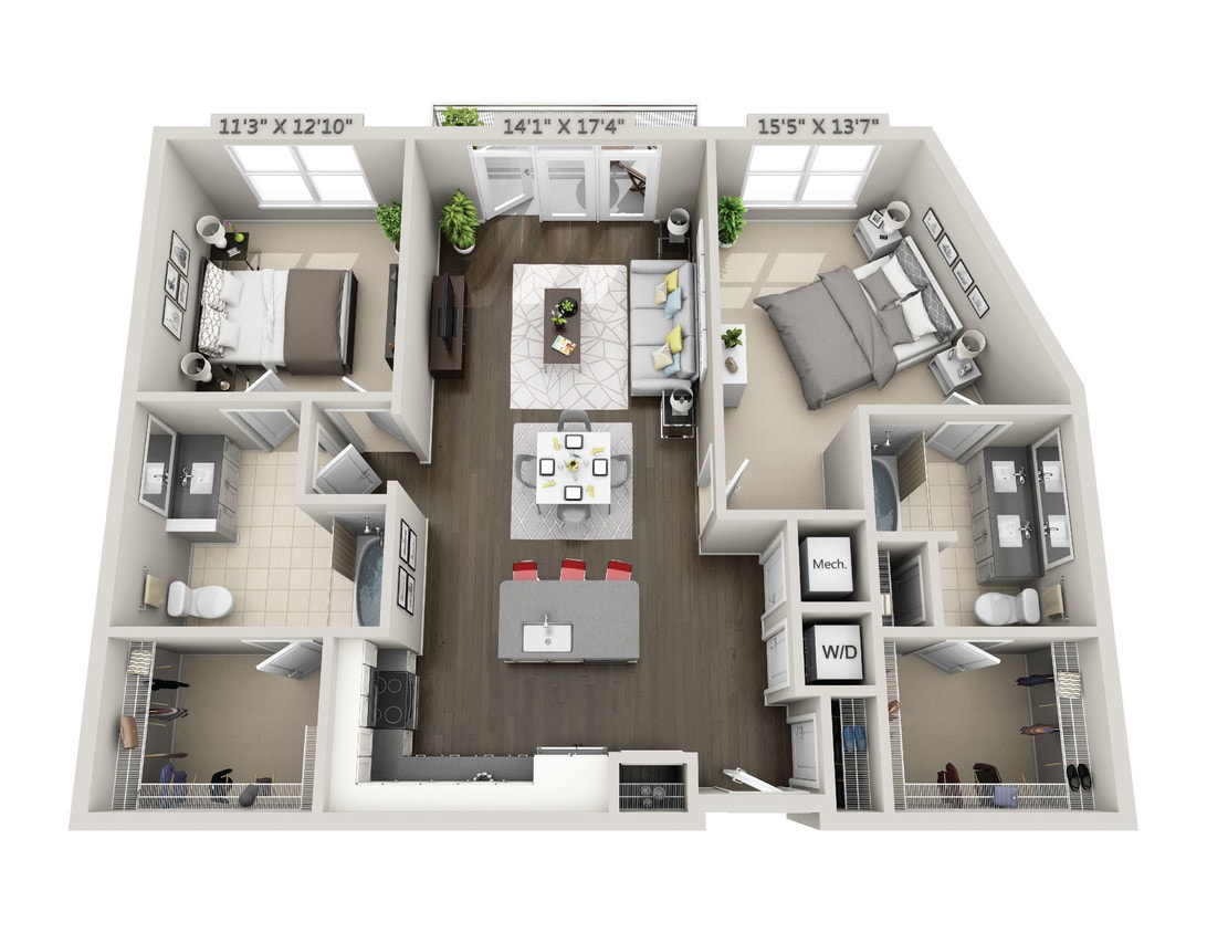 Floor Plan - C6a 2 Bedroom 2 Bath