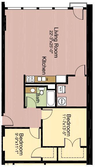 Floor Plan - 2Bedroom 1Bathroom