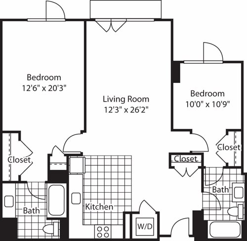 Floor Plan - 2 Bed (North)- 1239