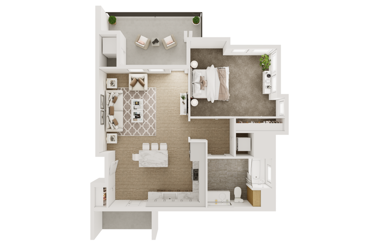 Floor Plan - 1BD, 1BTH A2