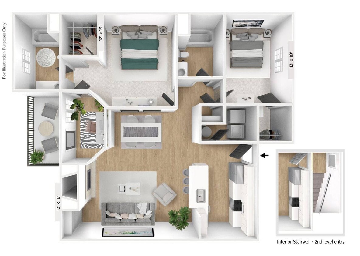 Floor Plan - The Horizon 2 BR 2 BA