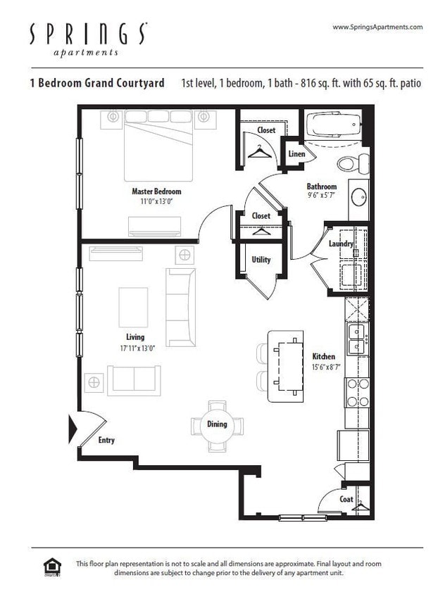 Floor Plan - 1 Bedroom Grand Courtyard