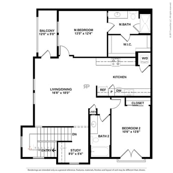 Floor Plan - TWO.3 W/ 1 Car Attached Garage