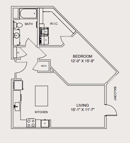Floor Plan - One Bedroom - Polka Dots and Moonbeams