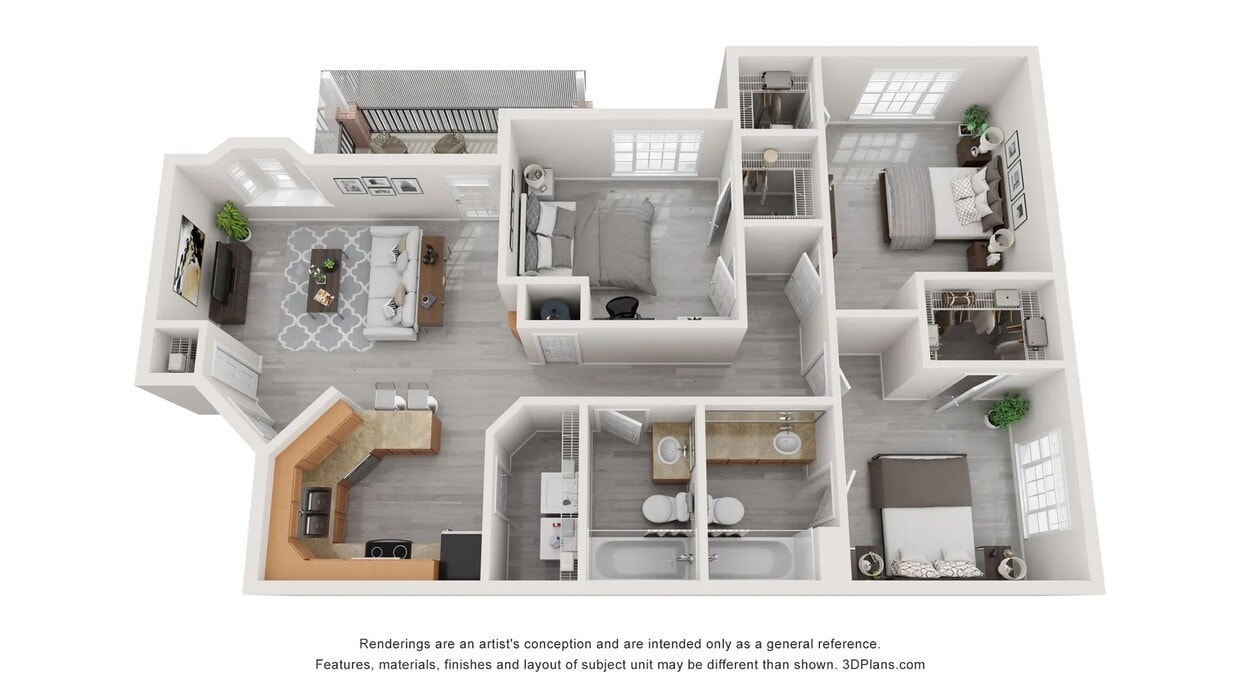 The Magnolia floorplan offers three bedrooms and two baths. - The Magnolia