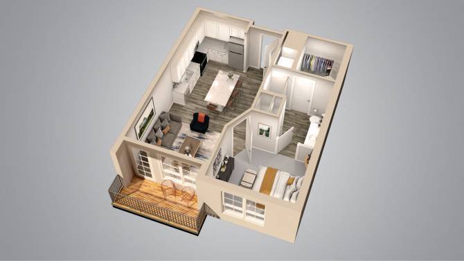 Floor Plan -  One Bedroom One Bath