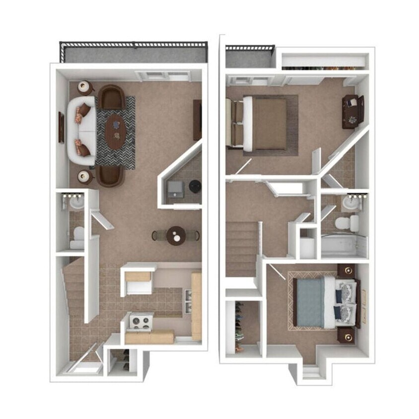 Floor Plan - 2 Bedroom, 1.5 Bath Deluxe
