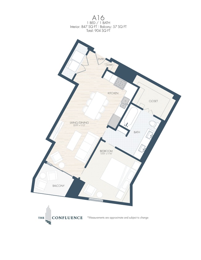 Floor Plan - A16 | Tower 1 Bedroom