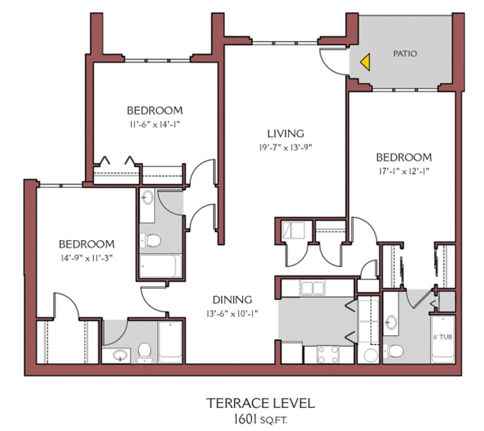 Floor Plan - 3 Bed/3 Bath (Terrace) - Fully Upgraded