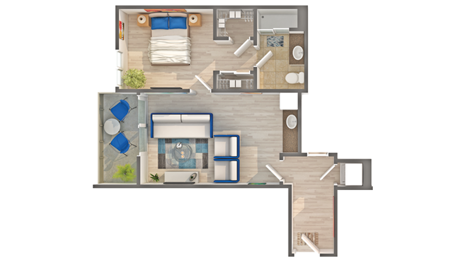 Junior A7 | 1-Bedroom Floorplan - Junior A7