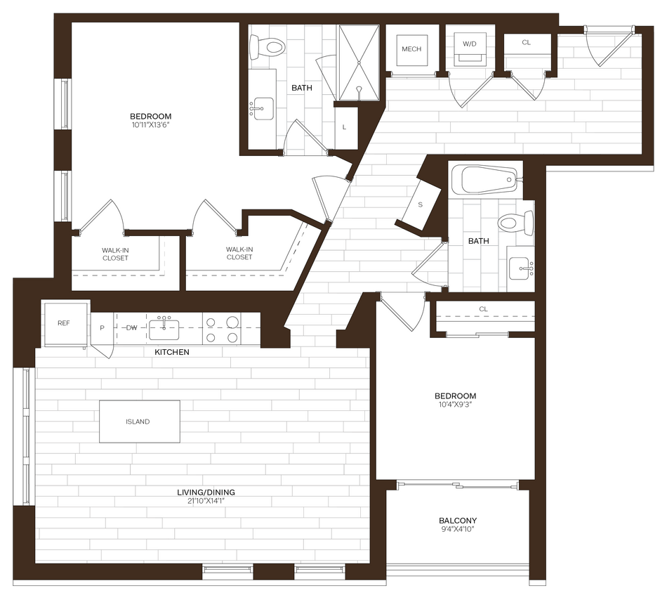 Floor Plan - 2 Bed/2 Bath-B22