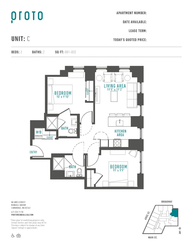 Floor Plan - 2 Bed/2 Bath-C