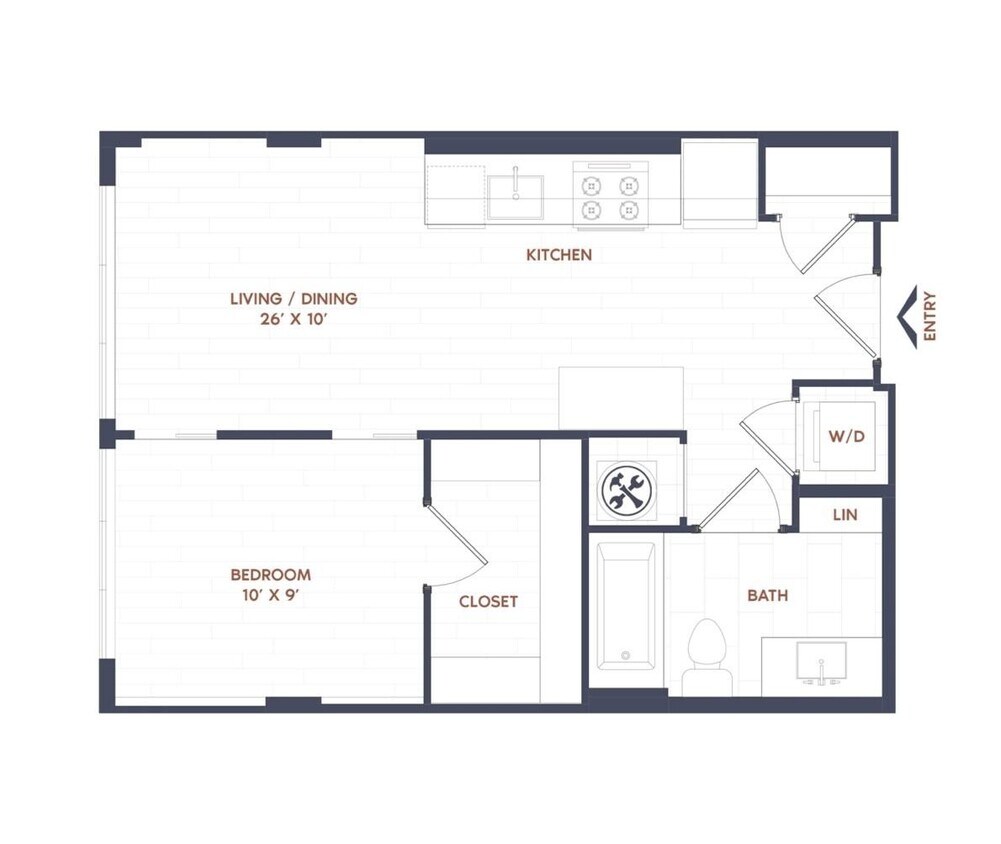 Floor Plan - 1 Bed/1 Bath-A02