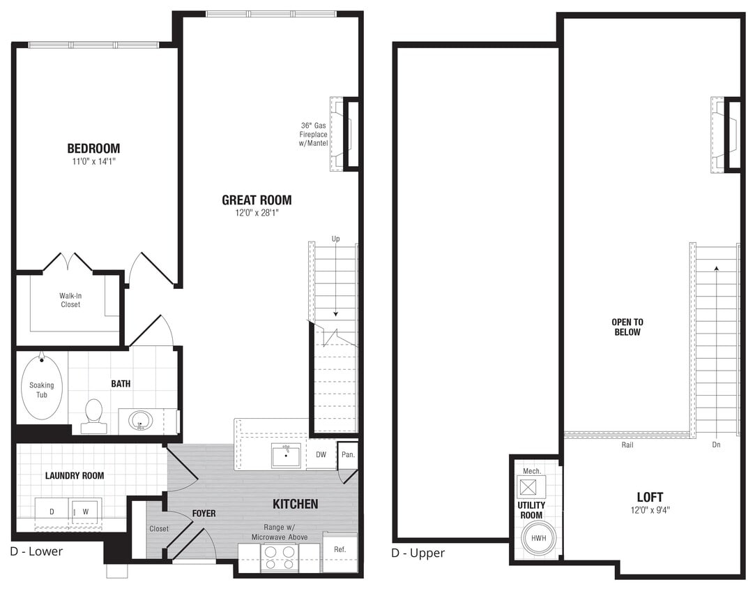 Floor Plan - 1 Bed/1 Bath Loft-D