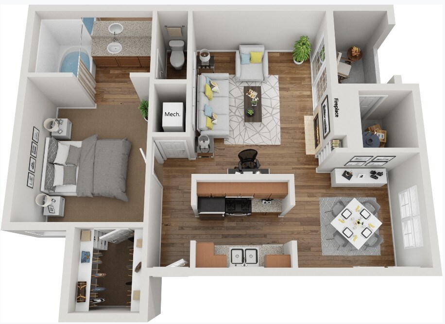 Floor Plan - 1 Bed - 1 Bath