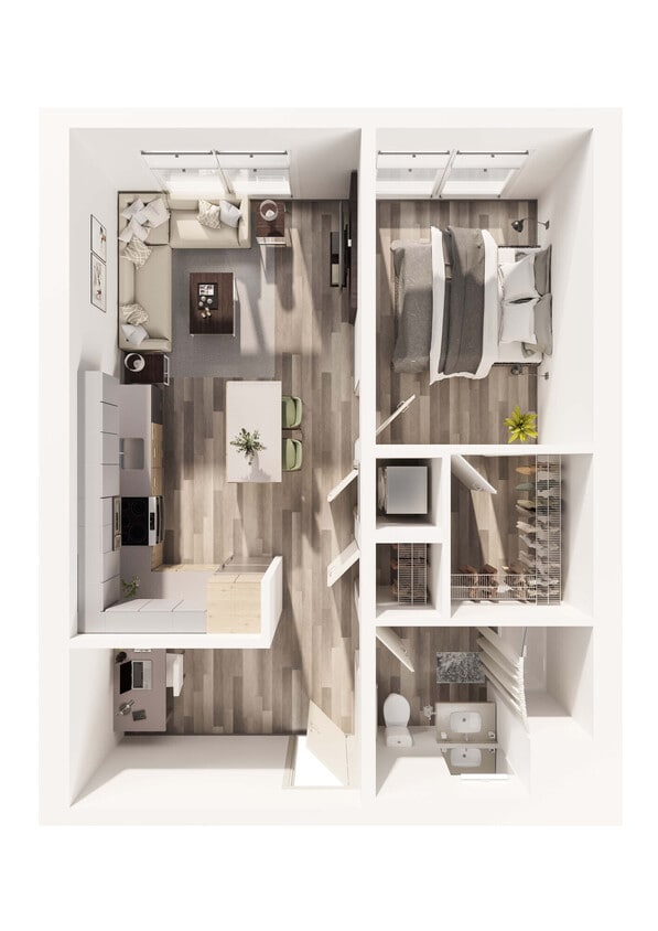 Floor Plan - 1BD, 1BTH, DEN C