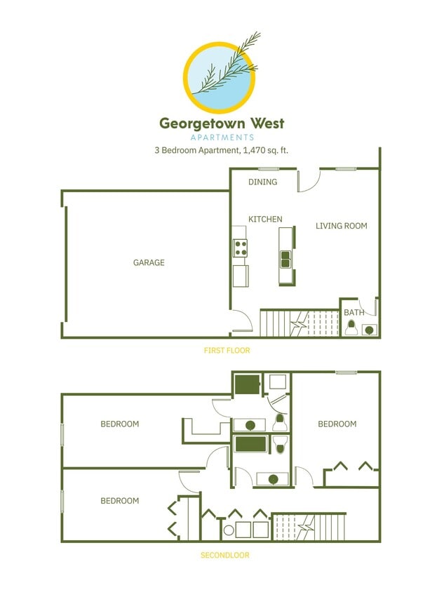 Floor Plan - 3 Bed, 2 Bath - 1,470 sq ft