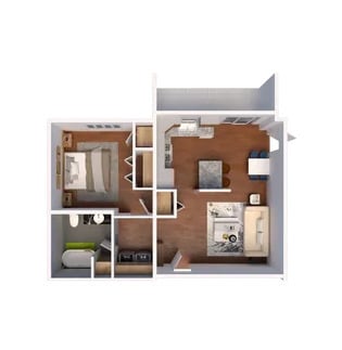 Floor Plan - 1 Bedroom, 1 Bathroom