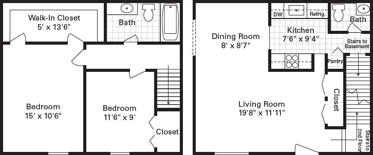 2BR/1.5BA - 2 Bedroom 1.5 Bathroom Extended