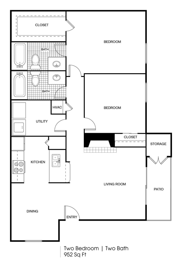 FP_Timber Ridge_952 SF.jpg - 2 bedroom 2 bath