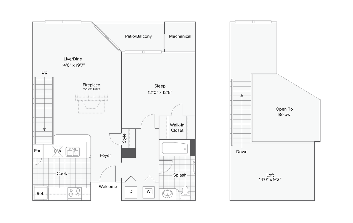 Auburn Loft | 1-Bedroom Floorplan - Auburn Loft
