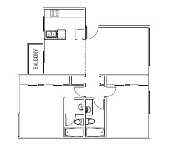 Floor Plan - Two Bedroom Two Bath Premium