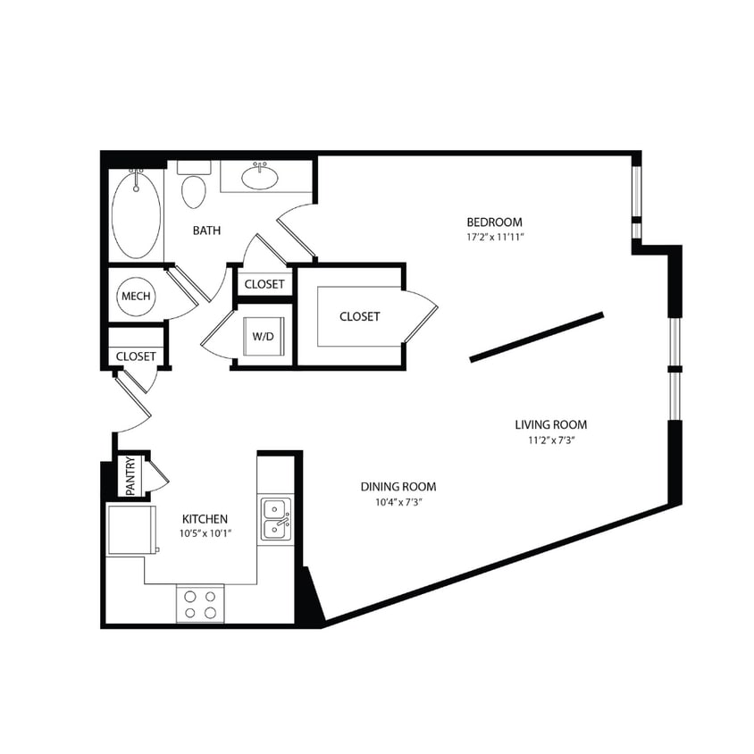 Floor Plan - Studio, 1 Bath 747 SF S3