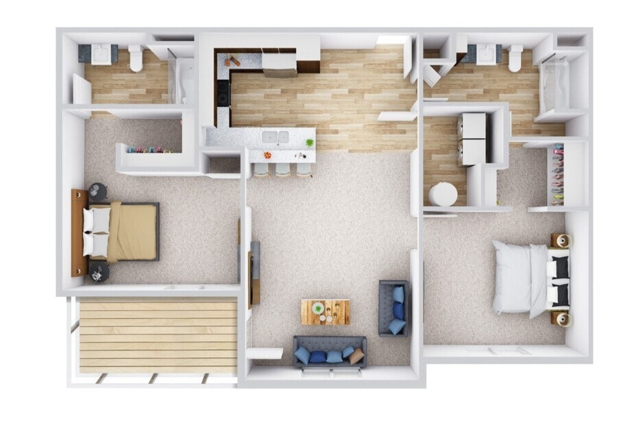 2 Bedroom 2 Bathroom Apartment Floorplan - 2 Bedroom 2 Bathroom Apartment 