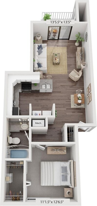 Floor Plan - One Bedroom Renovated
