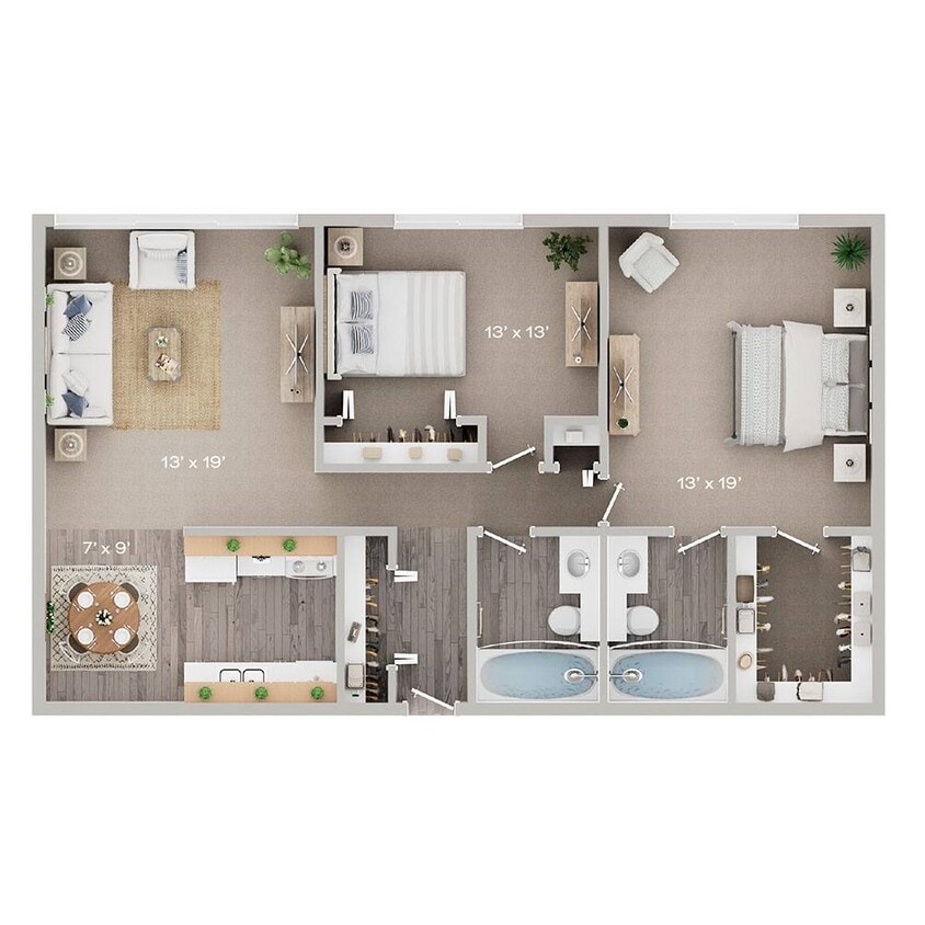 Floor Plan - Two Bedroom, Two Bath