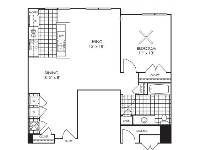 Floor Plan - 1B-J