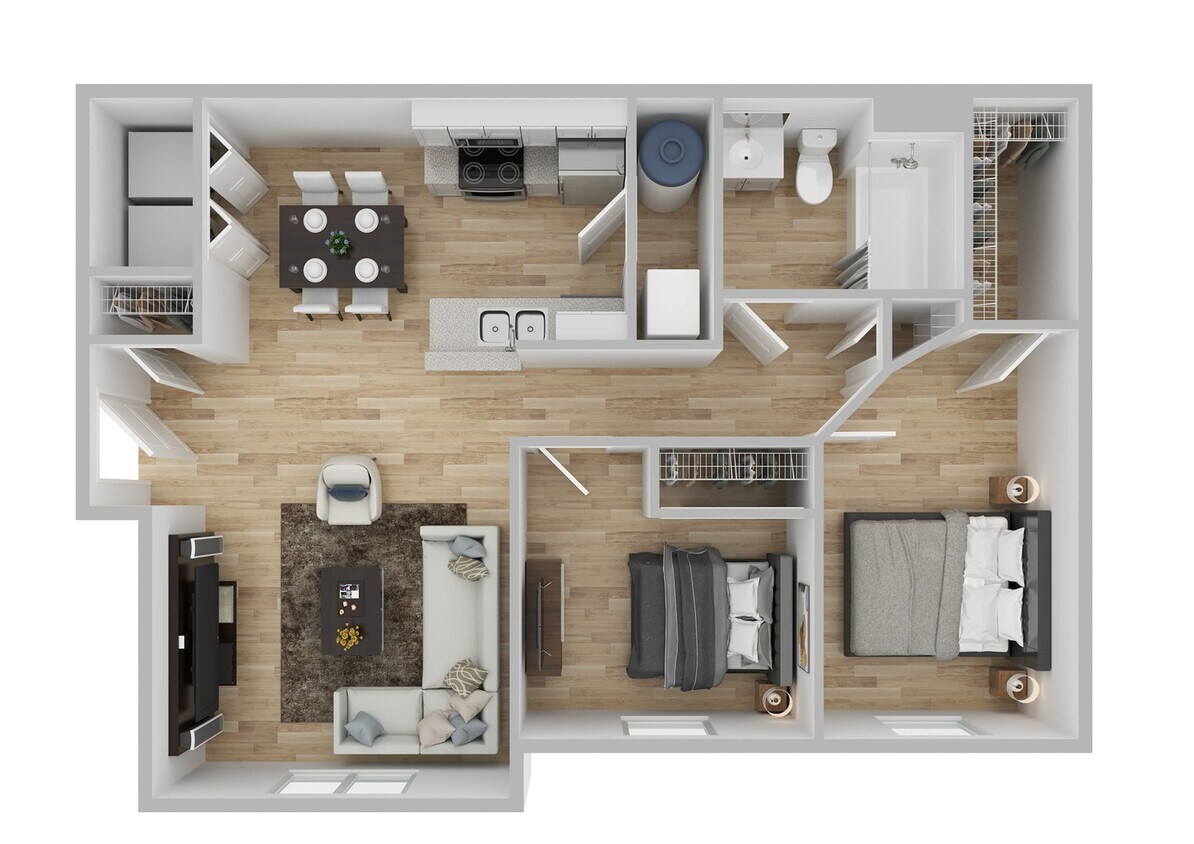 2 Bedroom | 2BD, 1BA | 885SF - Two Bedroom - 1