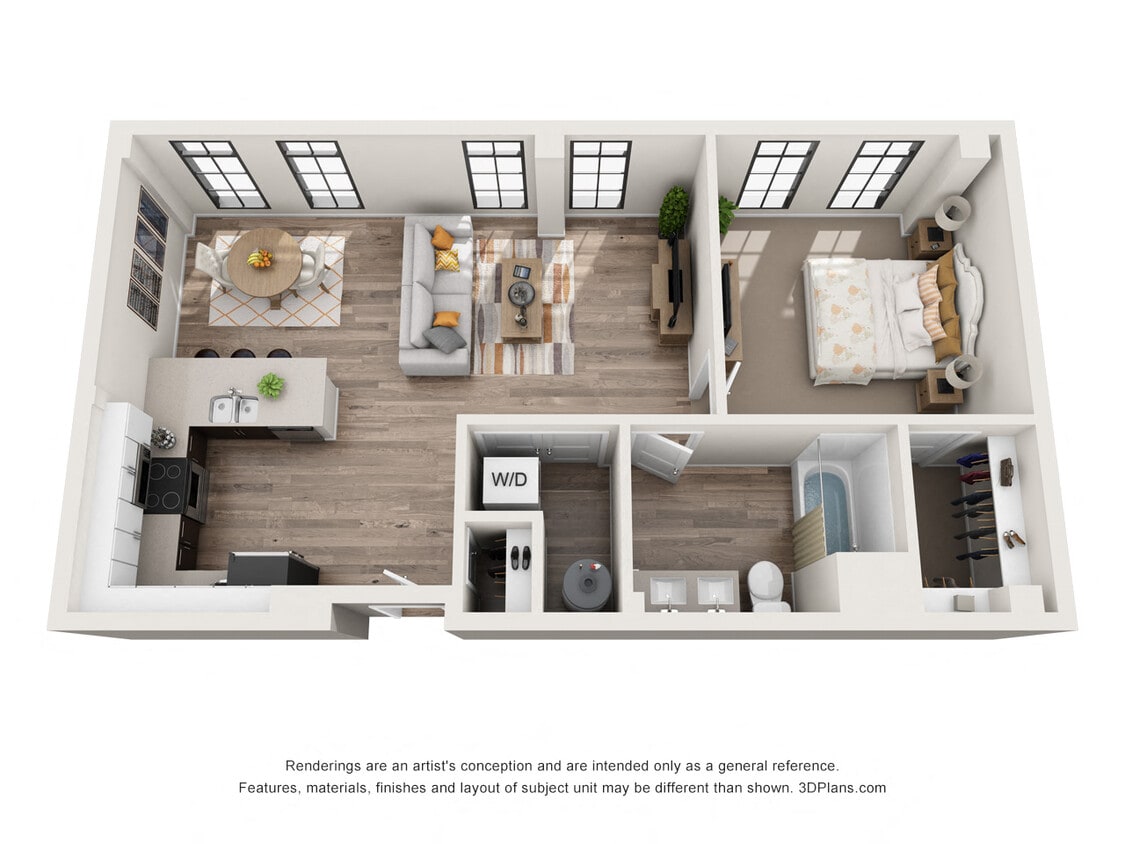 Floor Plan - 1 Bedroom 1J