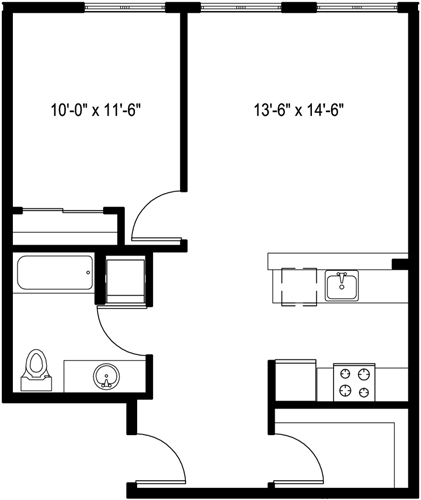 Floor Plan - 1 Bedroom G