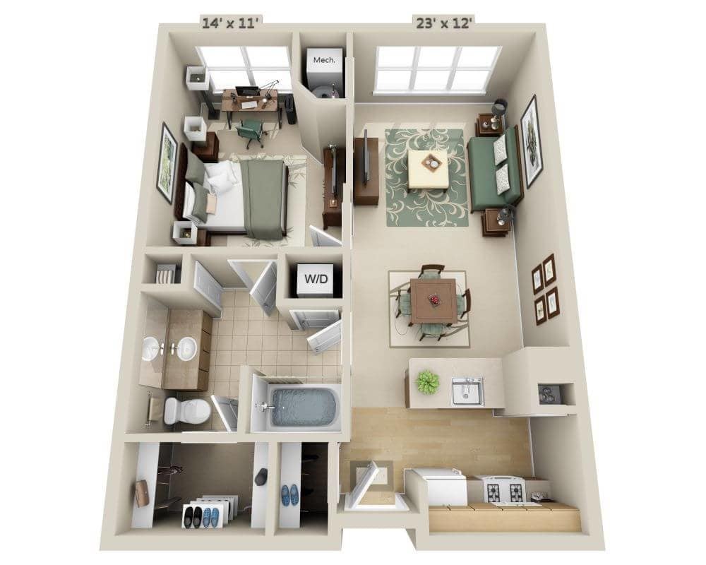 Floor Plan - One Bedroom A1D
