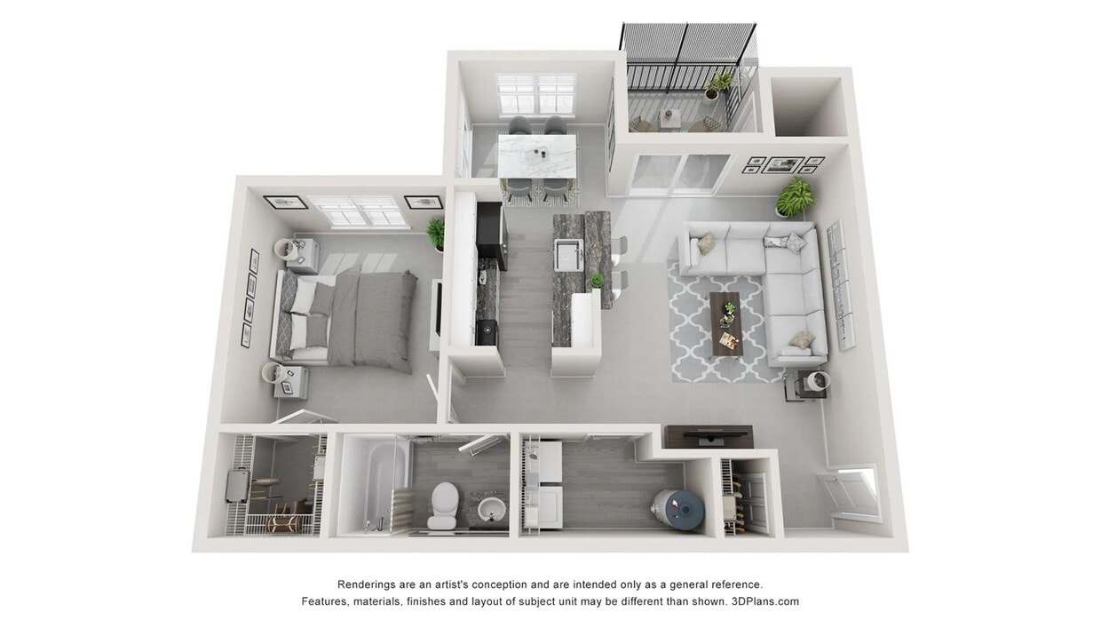 A floor plan for Baybreeze, two bed one bath. - The Baybreeze