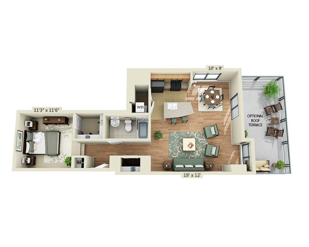 Floor Plan - 1 BEDROOM TOWER (A1N)