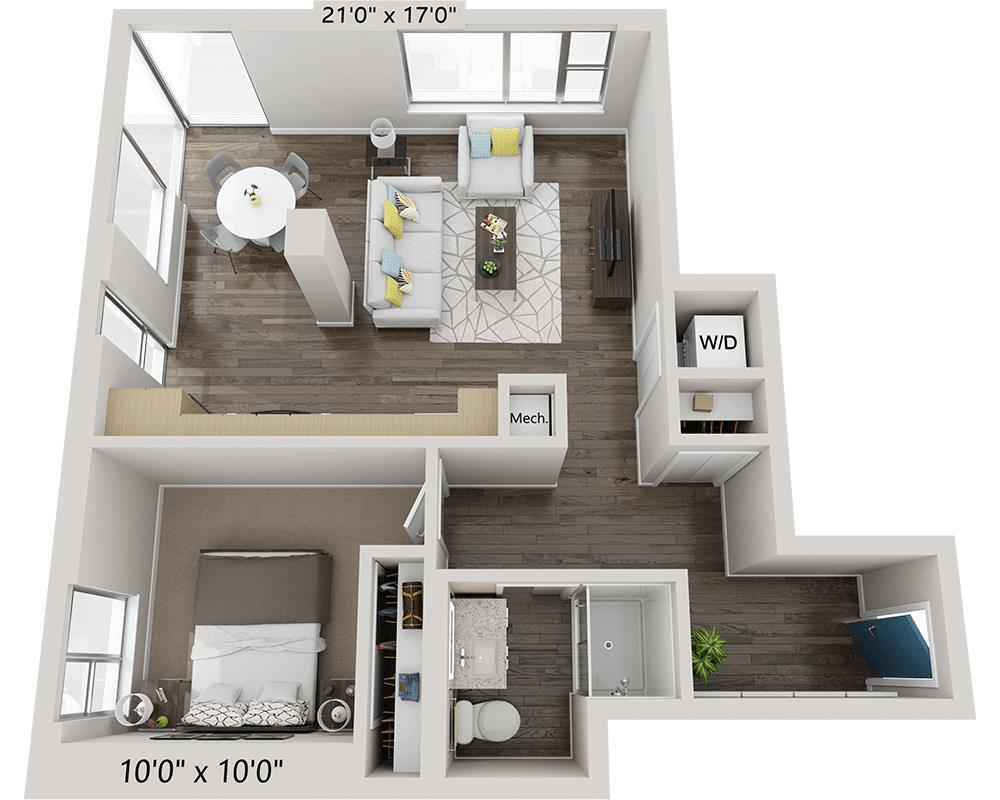 Floor Plan - One Bedroom A1W