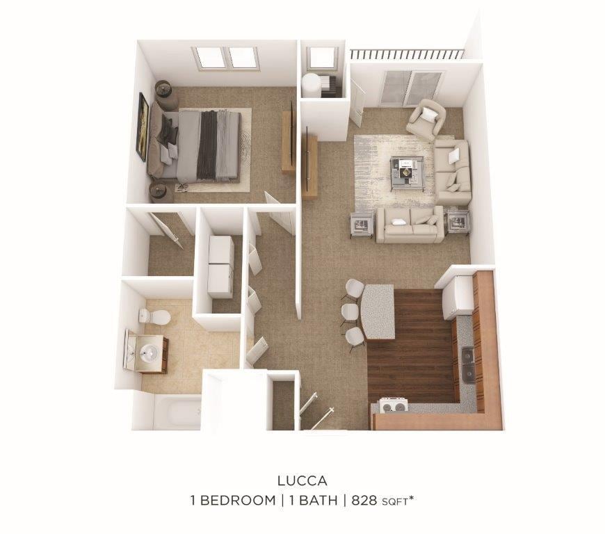 Floor Plan - One Bedroom- 828 sqft