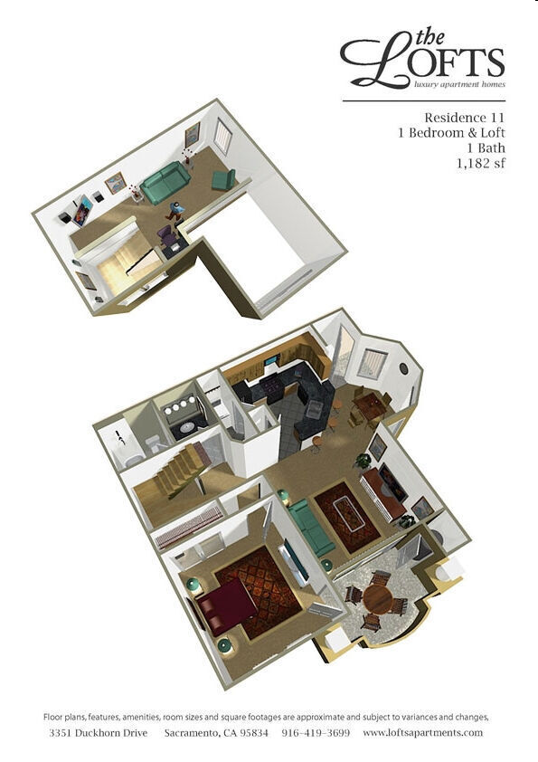 Floor Plan - 1BD, 1BTH F-L