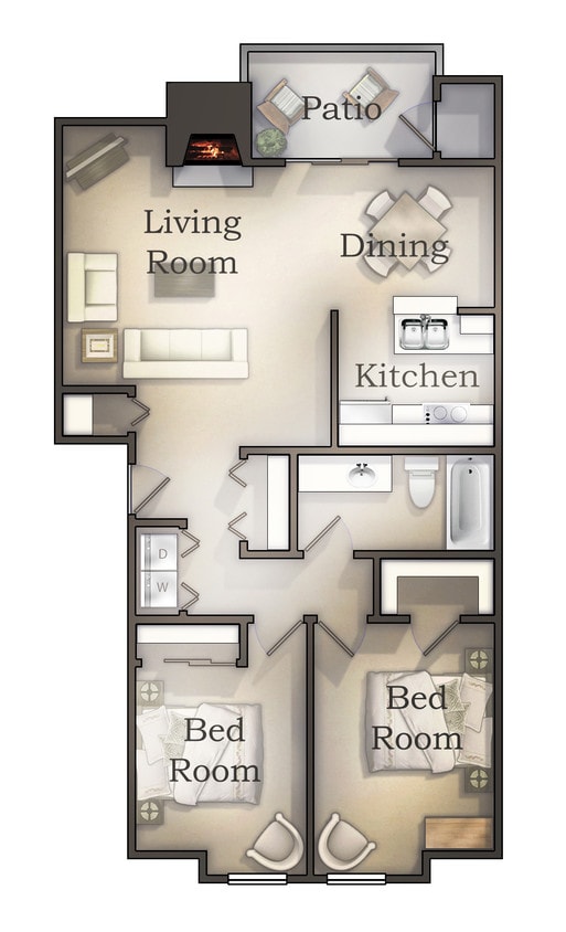 Floor Plan - 2BR/1.0BA