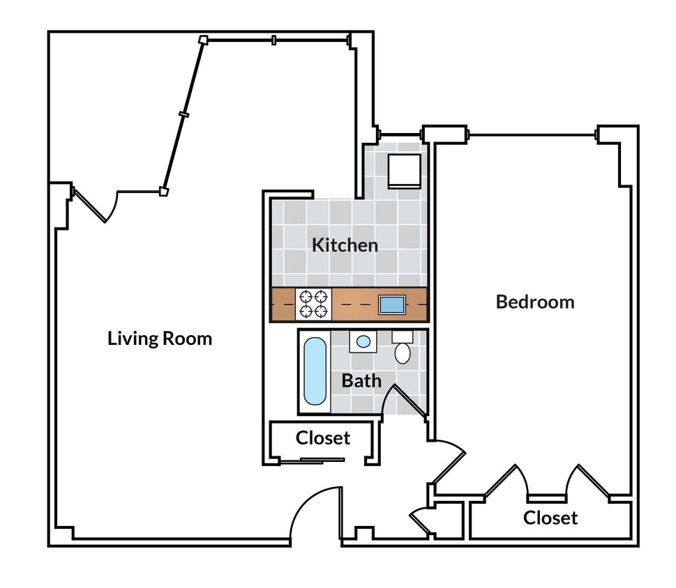 Floor Plan - 1 Bedroom with Balcony 35 Tier