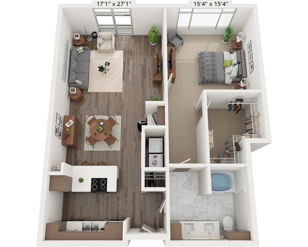 Floor Plan - One Bedroom A1J