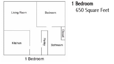 1BR/1BA - 1 Bedroom x 1 Bath