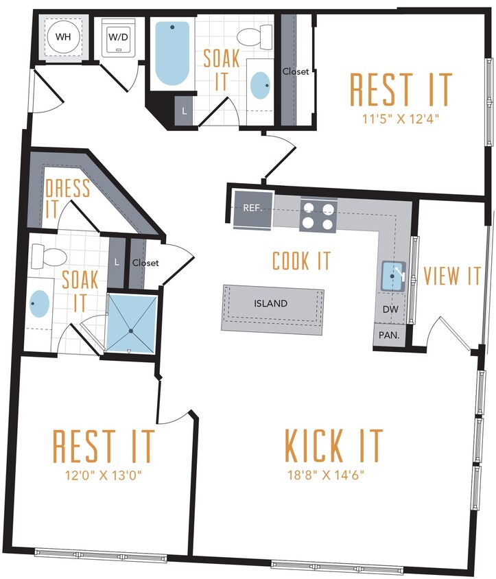 Floor Plan - 2 Bed 2 Bath