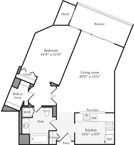 Floor Plan - 1 Bedroom P