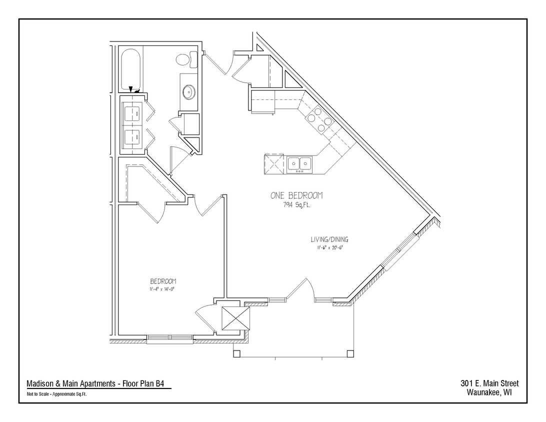 Floor Plan - 1Bed/1Bath B4