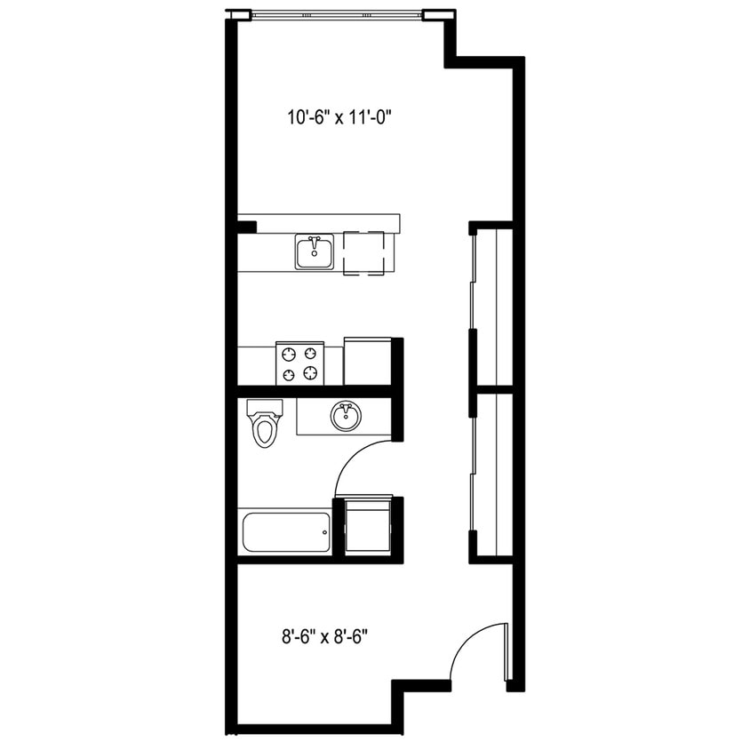 Floor Plan - Studio + Alcove B