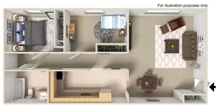 Floor Plan - 2 BD/1 BA