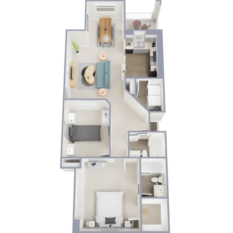 Two bedroom, two bath, 935 square foot apartment - Columbine